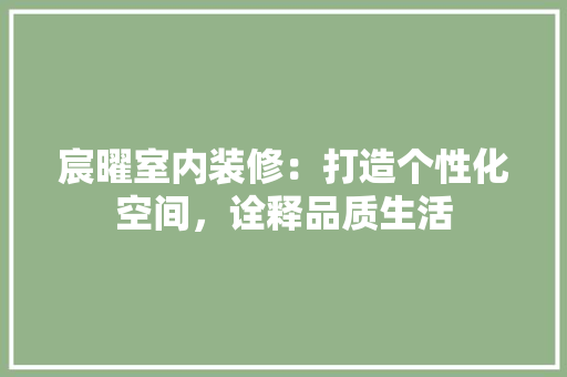 宸曜室内装修：打造个性化空间，诠释品质生活 现代风格装饰