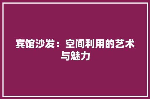 宾馆沙发：空间利用的艺术与魅力 现代风格装饰
