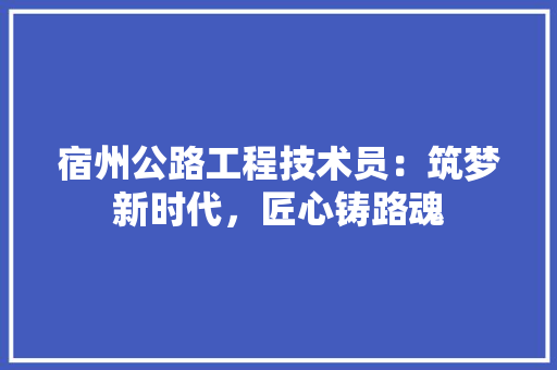 宿州公路工程技术员：筑梦新时代，匠心铸路魂