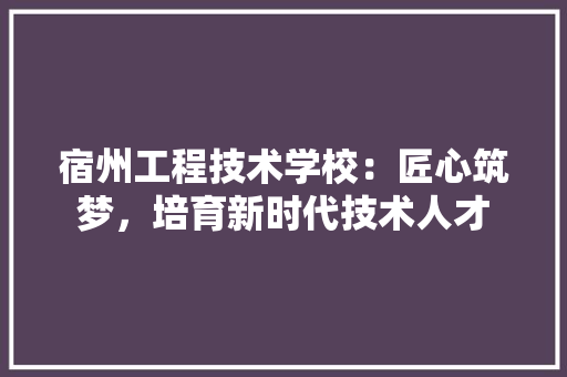 宿州工程技术学校：匠心筑梦，培育新时代技术人才 现代风格装饰
