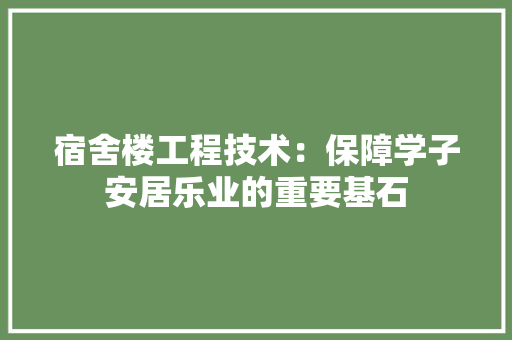宿舍楼工程技术：保障学子安居乐业的重要基石 现代风格装饰