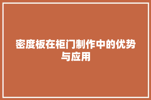 密度板在柜门制作中的优势与应用 现代风格装饰