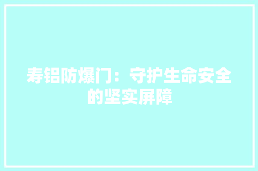 寿铝防爆门：守护生命安全的坚实屏障 现代风格装饰