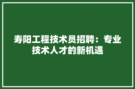 寿阳工程技术员招聘：专业技术人才的新机遇 现代风格装饰