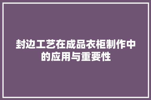 封边工艺在成品衣柜制作中的应用与重要性 现代风格装饰