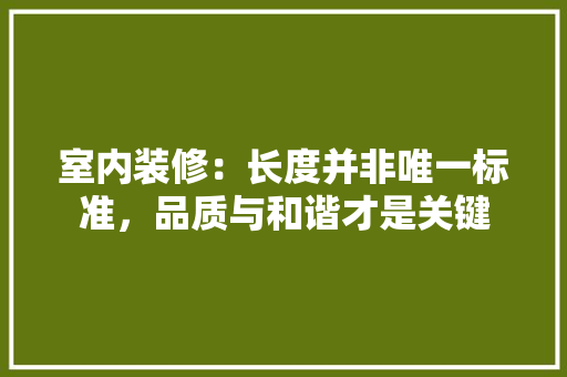 室内装修：长度并非唯一标准，品质与和谐才是关键 现代风格装饰