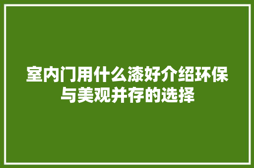 室内门用什么漆好介绍环保与美观并存的选择