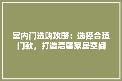 室内门选购攻略：选择合适门款，打造温馨家居空间 现代风格装饰
