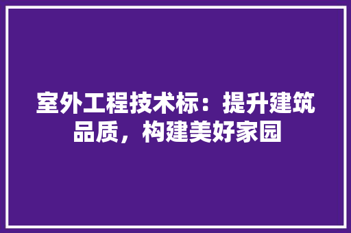 室外工程技术标：提升建筑品质，构建美好家园 现代风格装饰