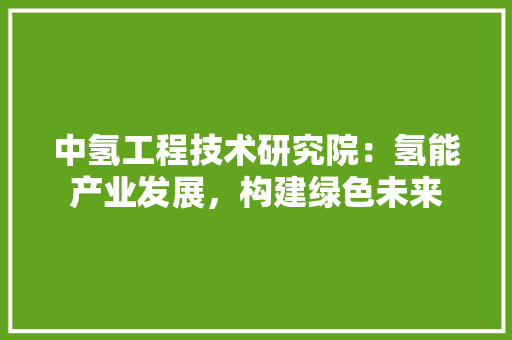 中氢工程技术研究院：氢能产业发展，构建绿色未来