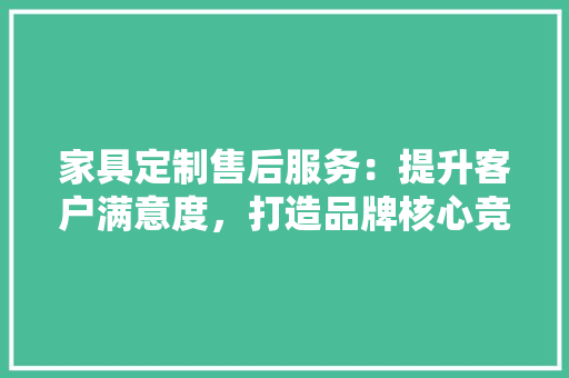 家具定制售后服务：提升客户满意度，打造品牌核心竞争力