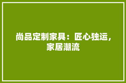 尚品定制家具：匠心独运，家居潮流 现代风格装饰