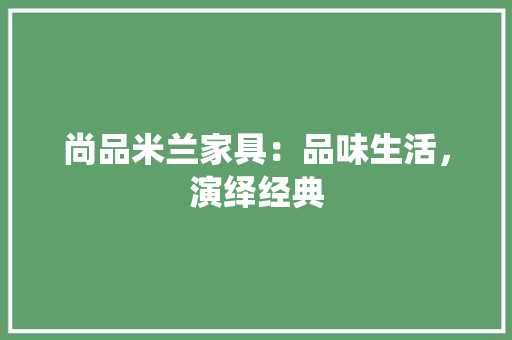 尚品米兰家具：品味生活，演绎经典