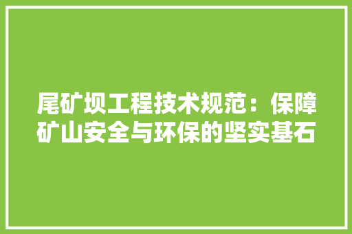 尾矿坝工程技术规范：保障矿山安全与环保的坚实基石 现代风格装饰