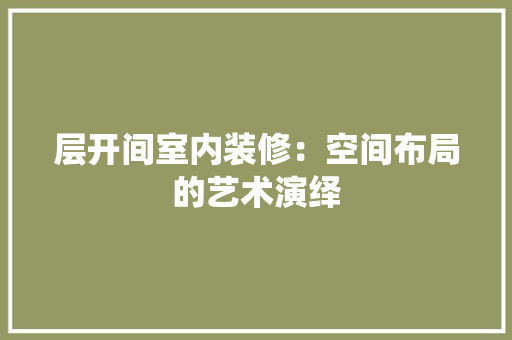 层开间室内装修：空间布局的艺术演绎
