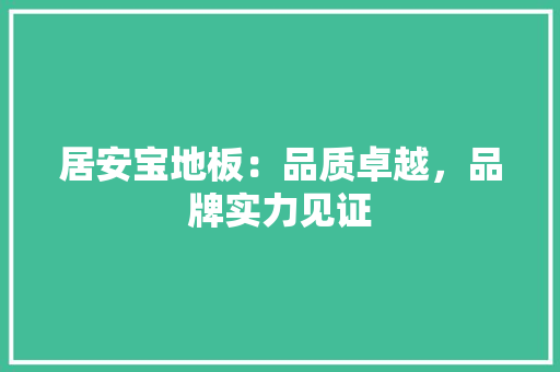 居安宝地板：品质卓越，品牌实力见证 现代风格装饰