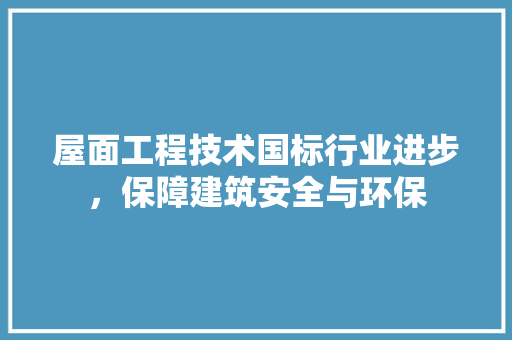 屋面工程技术国标行业进步，保障建筑安全与环保 现代风格装饰