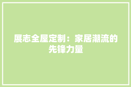 展志全屋定制：家居潮流的先锋力量 现代风格装饰