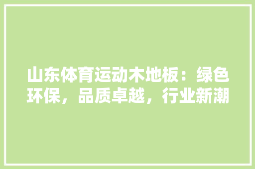 山东体育运动木地板：绿色环保，品质卓越，行业新潮流