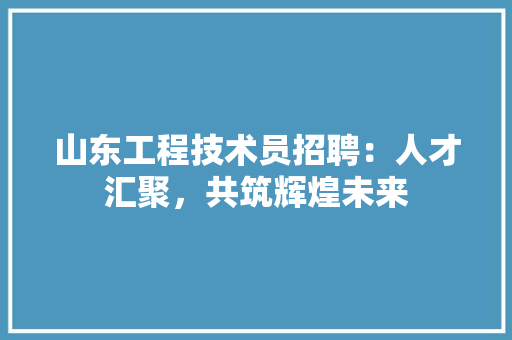 山东工程技术员招聘：人才汇聚，共筑辉煌未来 现代风格装饰