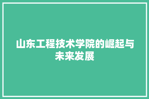 山东工程技术学院的崛起与未来发展 现代风格装饰