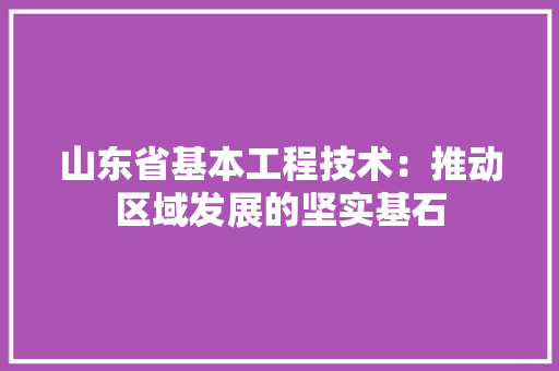 山东省基本工程技术：推动区域发展的坚实基石 现代风格装饰