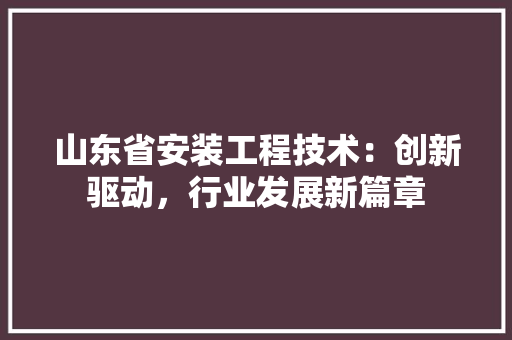 山东省安装工程技术：创新驱动，行业发展新篇章 现代风格装饰