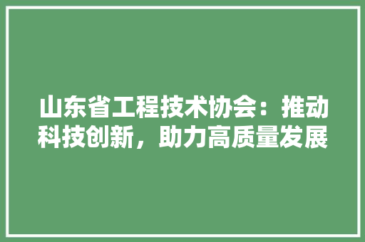 山东省工程技术协会：推动科技创新，助力高质量发展 现代风格装饰