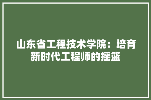 山东省工程技术学院：培育新时代工程师的摇篮 现代风格装饰