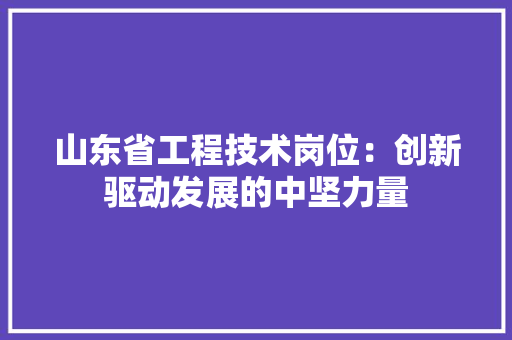 山东省工程技术岗位：创新驱动发展的中坚力量 现代风格装饰