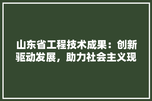 山东省工程技术成果：创新驱动发展，助力社会主义现代化建设 现代风格装饰