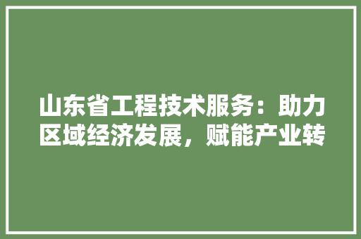 山东省工程技术服务：助力区域经济发展，赋能产业转型升级 现代风格装饰