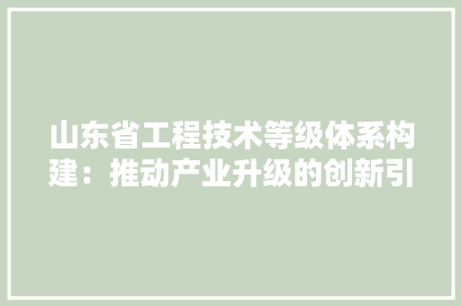 山东省工程技术等级体系构建：推动产业升级的创新引擎 现代风格装饰