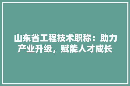 山东省工程技术职称：助力产业升级，赋能人才成长 现代风格装饰