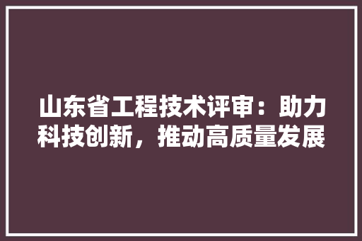 山东省工程技术评审：助力科技创新，推动高质量发展 现代风格装饰