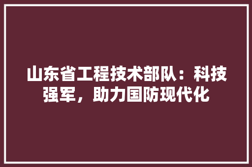 山东省工程技术部队：科技强军，助力国防现代化 现代风格装饰