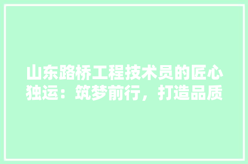 山东路桥工程技术员的匠心独运：筑梦前行，打造品质工程 现代风格装饰