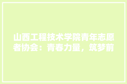 山西工程技术学院青年志愿者协会：青春力量，筑梦前行