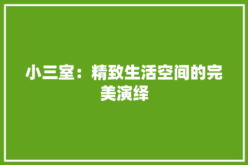 小三室：精致生活空间的完美演绎