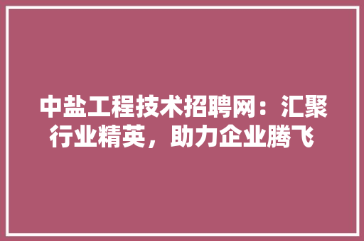 中盐工程技术招聘网：汇聚行业精英，助力企业腾飞