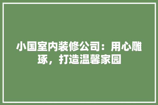 小国室内装修公司：用心雕琢，打造温馨家园 现代风格装饰