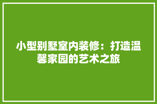 小型别墅室内装修：打造温馨家园的艺术之旅 现代风格装饰