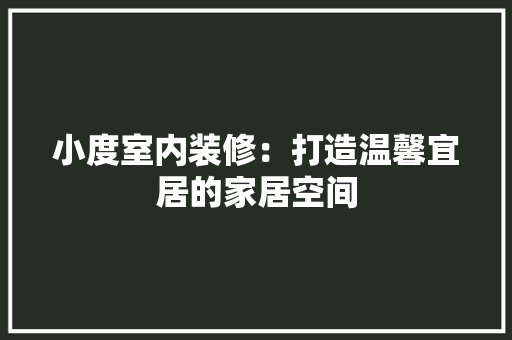小度室内装修：打造温馨宜居的家居空间