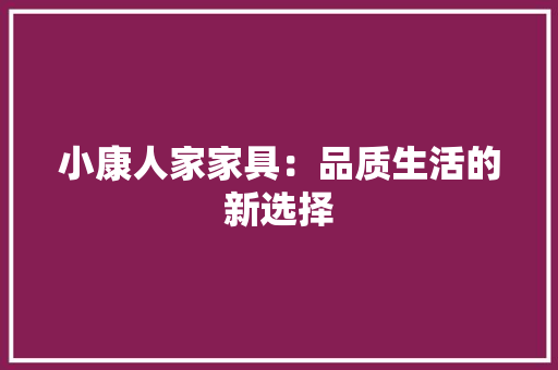 小康人家家具：品质生活的新选择 现代风格装饰