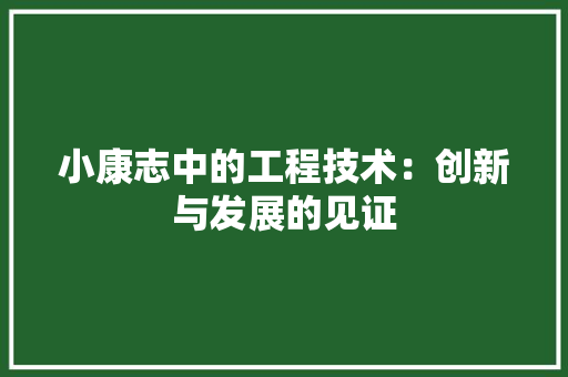小康志中的工程技术：创新与发展的见证 现代风格装饰