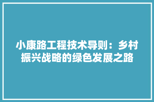 小康路工程技术导则：乡村振兴战略的绿色发展之路 现代风格装饰