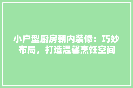 小户型厨房朝内装修：巧妙布局，打造温馨烹饪空间 现代风格装饰