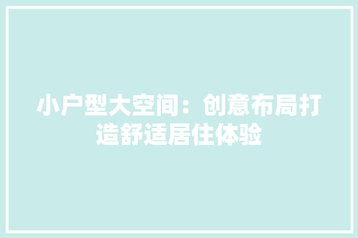 小户型大空间：创意布局打造舒适居住体验 现代风格装饰