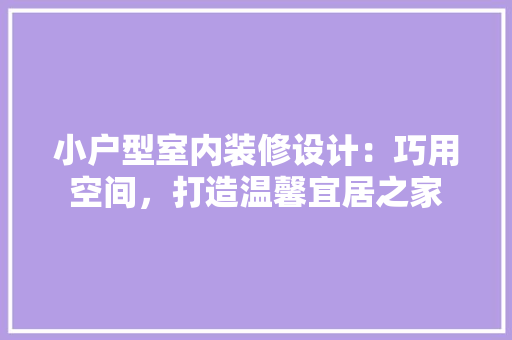 小户型室内装修设计：巧用空间，打造温馨宜居之家 现代风格装饰