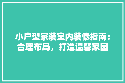 小户型家装室内装修指南：合理布局，打造温馨家园